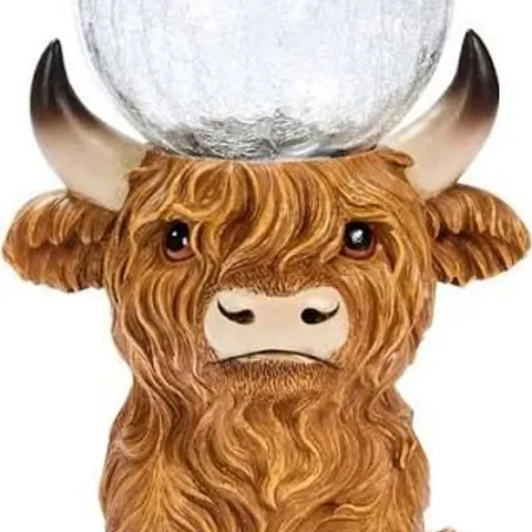 BOXED SMART SOLAR HIGHLAND COW CRACKLE SOLAR LIGHT