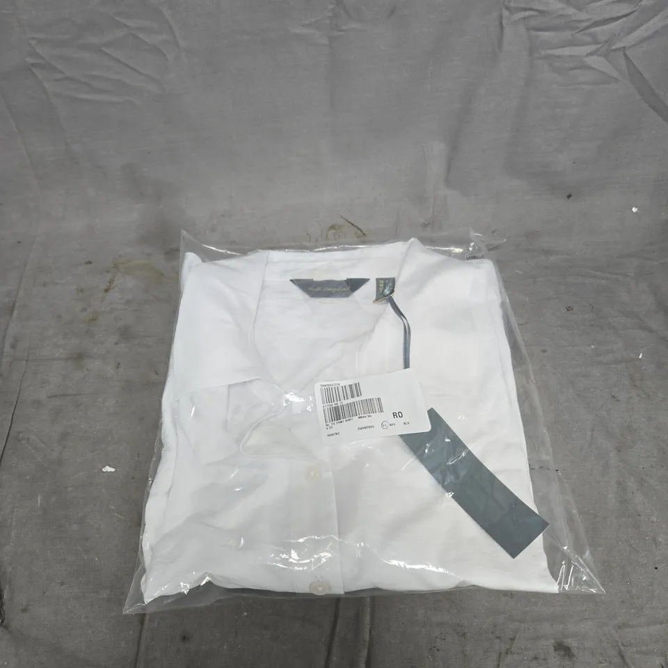 RUTH LANGSFORD WHITE TIE FRONT SHIRT SIZE 22 BAGGED