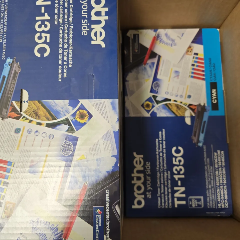 4 X BOXED BROTHER TN-135 TONER CARTRIDGES - CYAN 