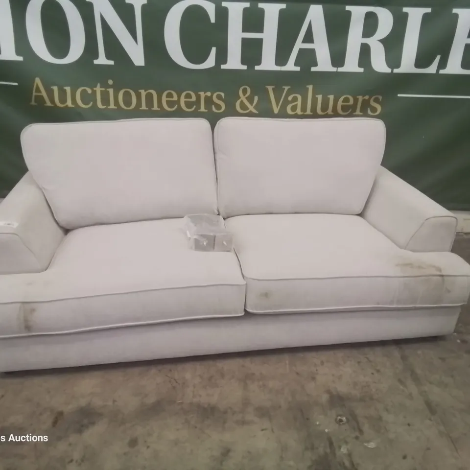 DESIGNER THREE SEATER SOFA NATURAL FABRIC 