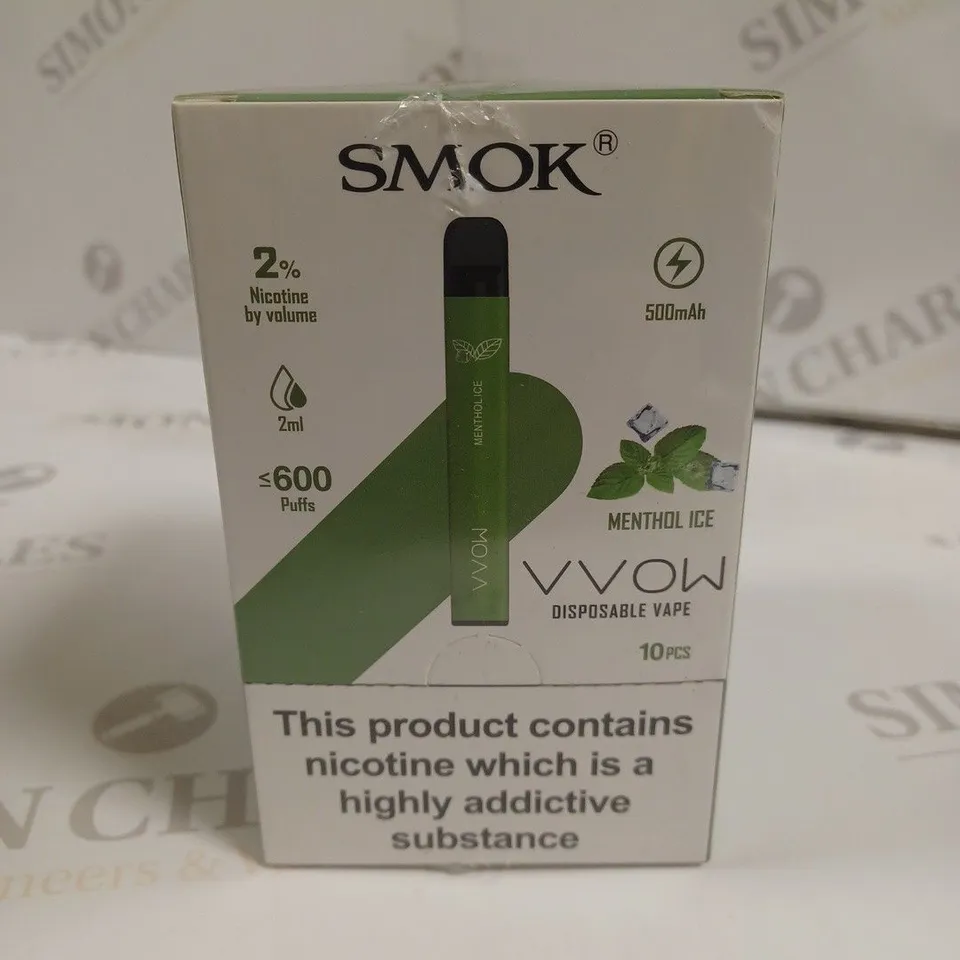 SEALED SMOK VVOW 10-PACK OF DISPOSABLE VAPES - MENTHOL ICE