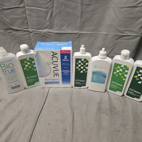 APPROXIMATELY 15 ASSORTED CONTACT LENS SOLUTIONS TO INCLUDE SPECSAVERS EASYVISION, ACUVUE REVITA LENS, BIO TRUE, ETC - COLLECTION ONLY
