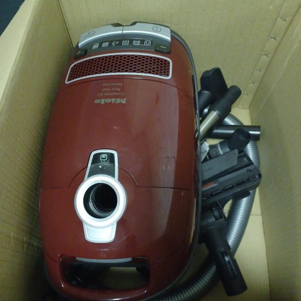 MIELE COMPLETE C3 PURE RED POWERLINE, BAGGED CYLINDER VACUUM CLEANER, CORDED