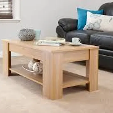 BRAND NEW BOXED LIFT UP COFFEE TABLE - OAK (1 BOX)