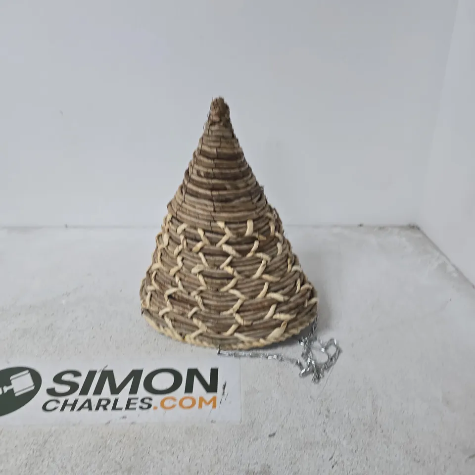 WOVEN CONE-SHAPED HANGING PLANT BASKET WITH PLASTIC LINER
