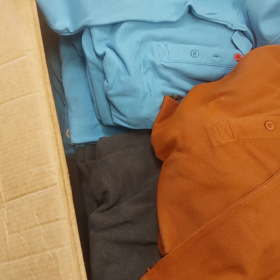 BOX CONTAINING APPROXIMATELY 34x LUKE POLO SHIRTS