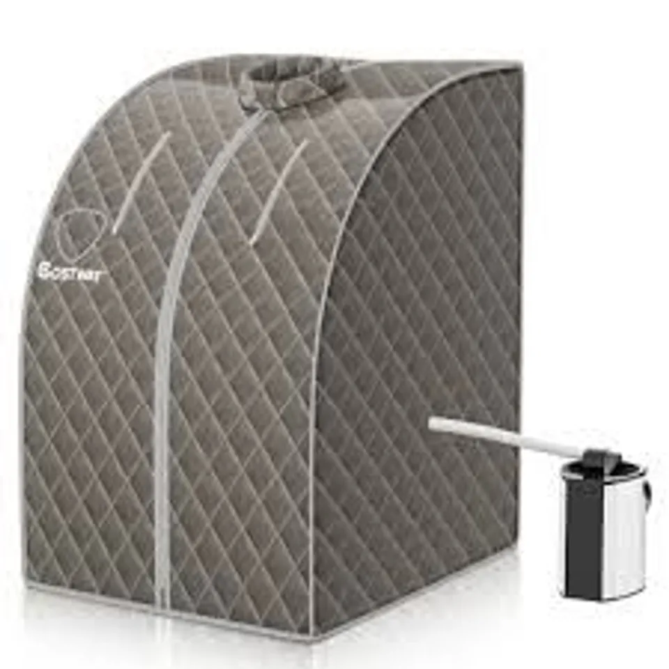 BOXED COSTWAY 3L PORTABLE STEAM SAUNA WITH 9-LEVEL TEMPERATURE AND FOLDING - GREY