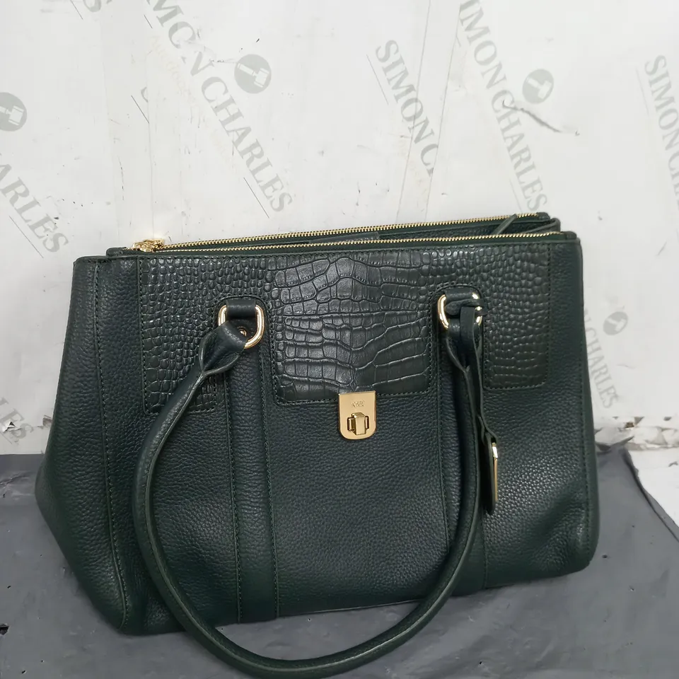 RUTH LANGSFORD FAUX LEATHER GREEN BAG 