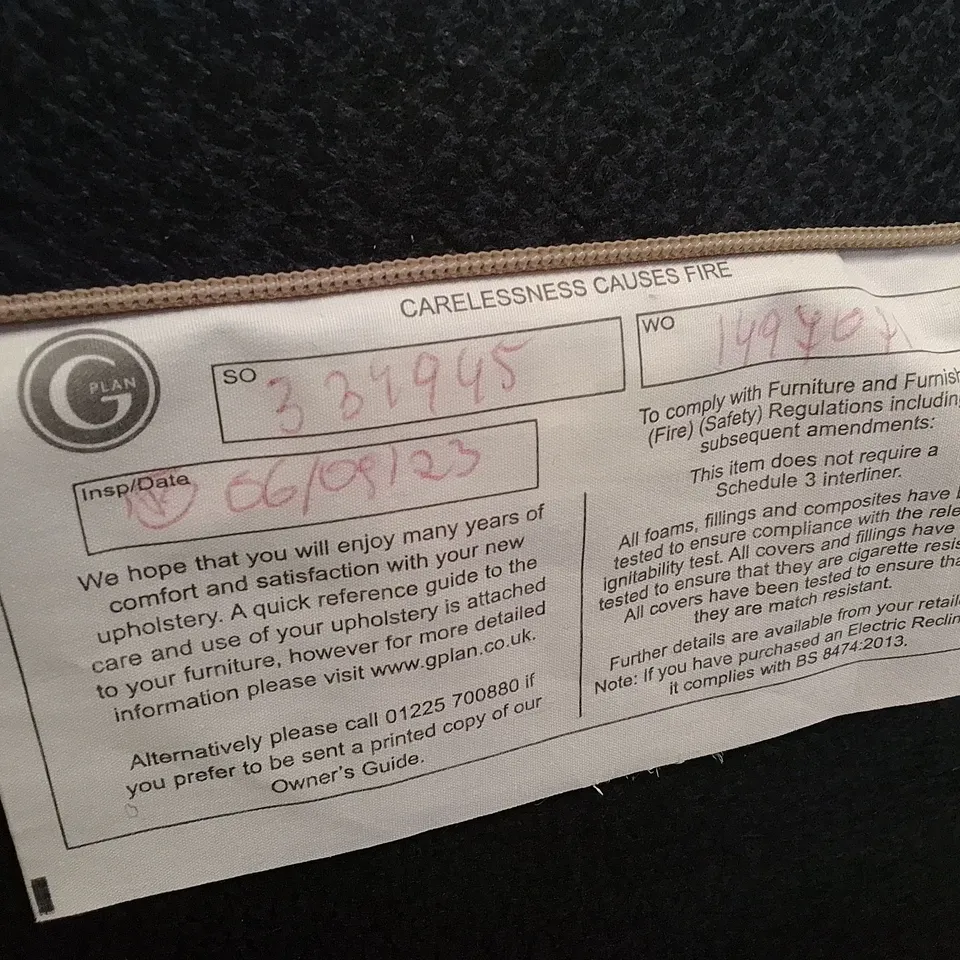 QUALITY DESIGNER G-PLAN ELLIS SMALL ELECTRIC RECLINER DBL SOFA - HUSK ALABASTER LEATHER