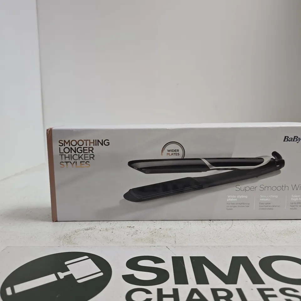 BABYLISS SUPER SMOOTH WIDE PLATE HAIR STRAIGHTENER – BOXED