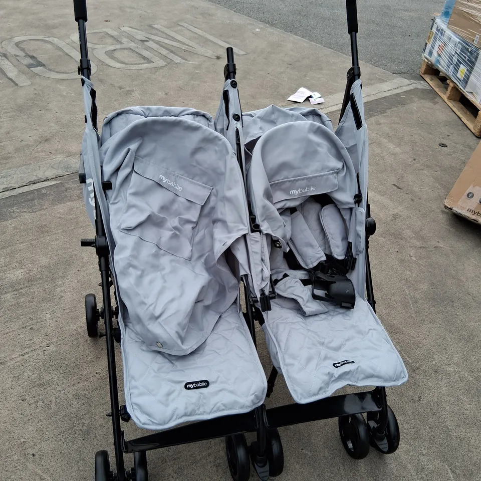 BOXED MY BABIIE MB12 LIGHTWEIGHT TWIN STROLLER - GREY - COLLECTION ONLY