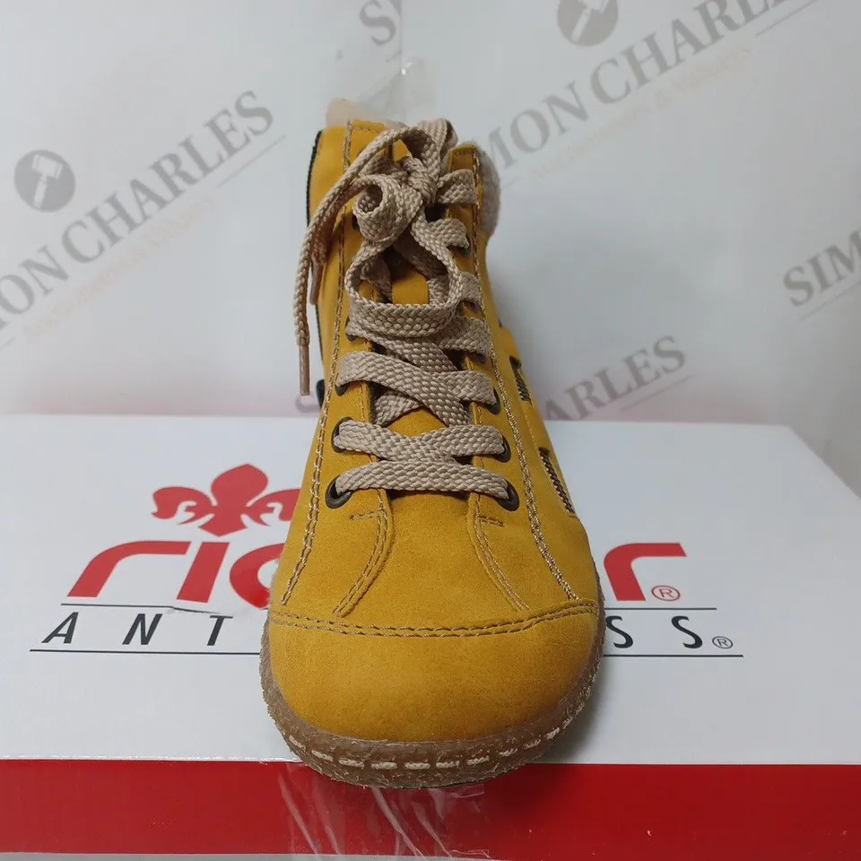 RIEKER LACED ANKLE BOOT YELLOW SIZE 3.5
