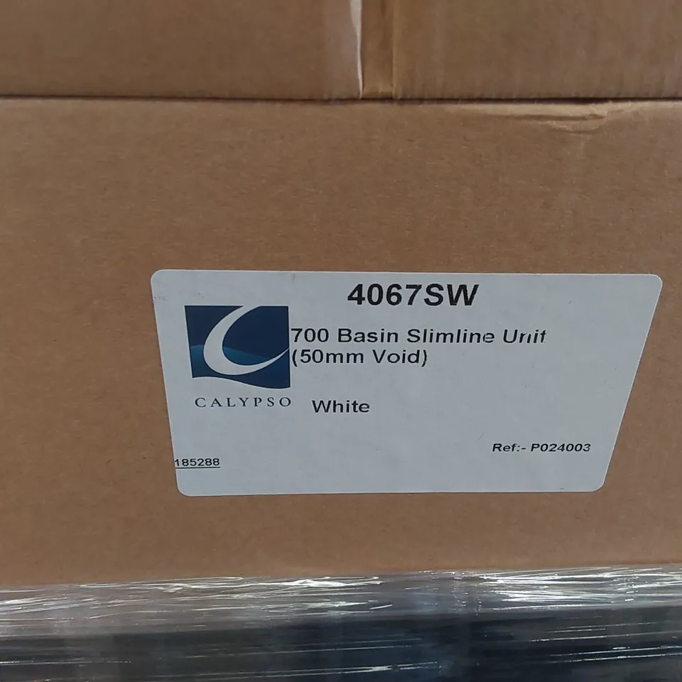 PALLET CONTAINING A LARGE QUANTITY OF BATHROOM FURNITURE PARTS INCLUDING: CALYPSO BASE UNIT CARCASSES ECT