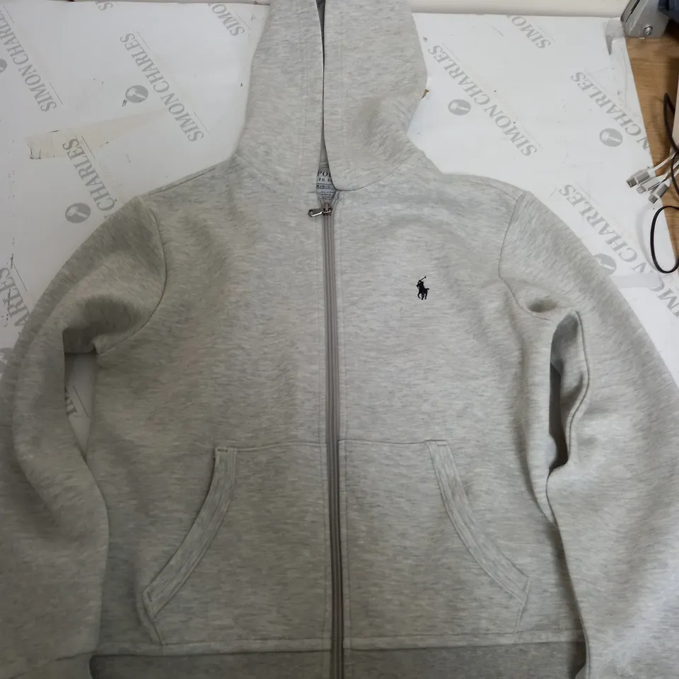 POLO RALPH LAUREN LONG SLEEVE HOODIE IN LIGHT GREY - MEDIUM