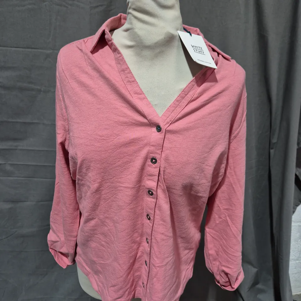 WHITE STUFF ANNIE TEXTURED SHIRT IN DUSTY PINK SIZE 14