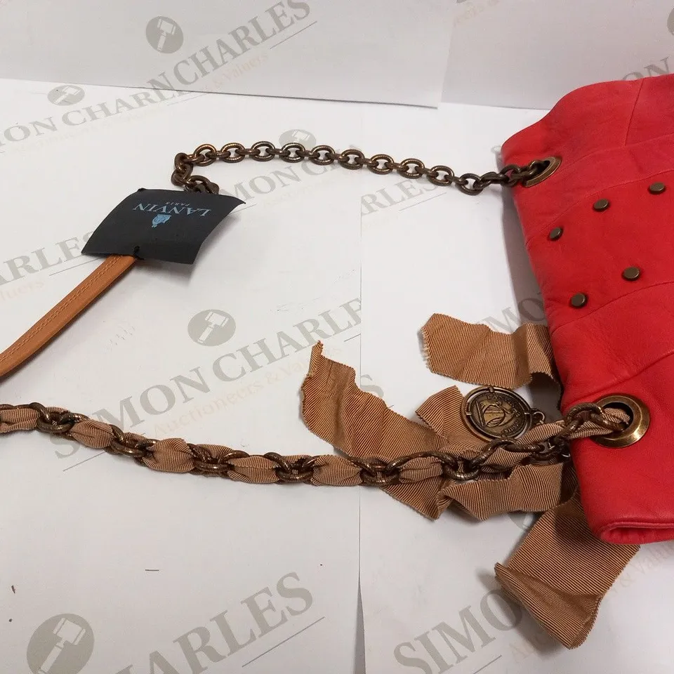 LANVIN VERMILLION HAPPY MEDIUM PATCHWORK BAG