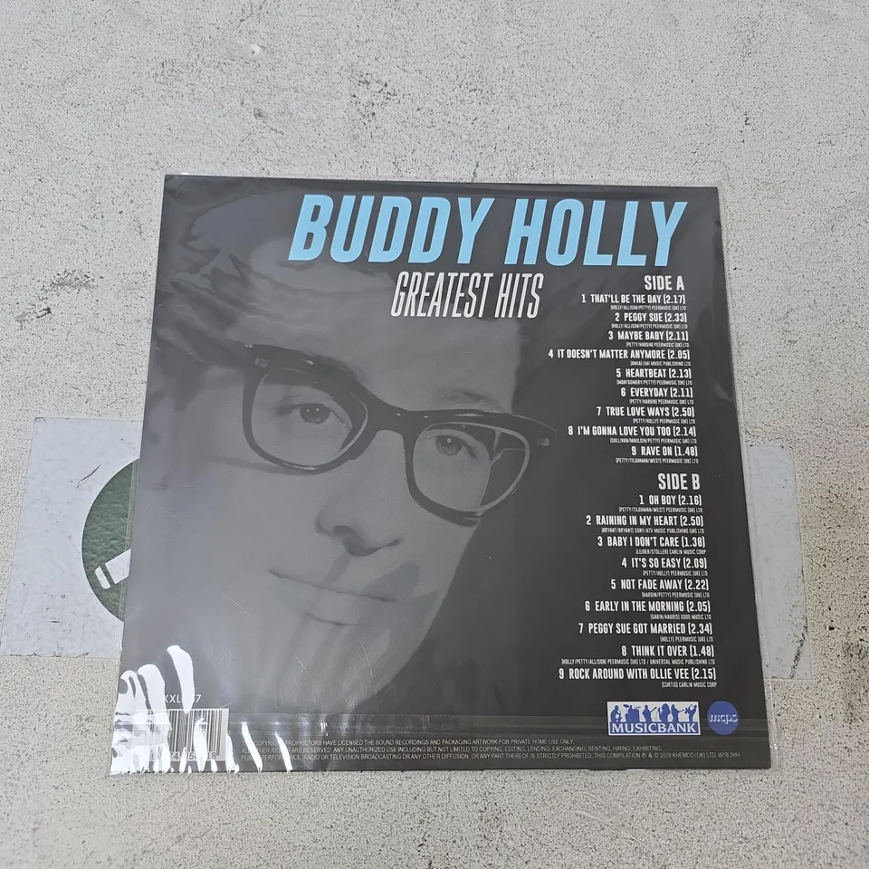 BUDDY HOLLY GREATEST HITS – 180G VINYL, SEALED IN SHRINK WRAP (MUSICBANK)