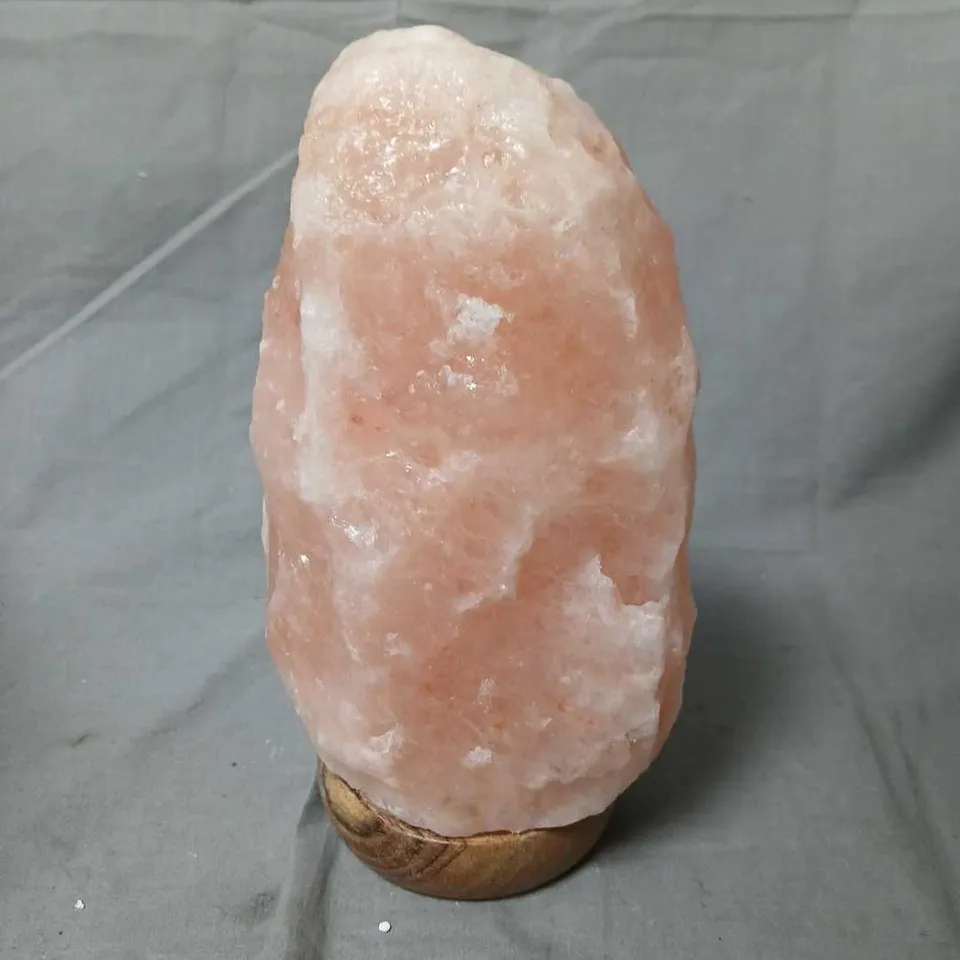 PINK HIMALAYAN SALT ROCK ON WOODEN BASE