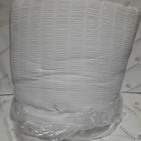 BOXED SUPERSOFT BY COZEE HOME TEXTURED STRIPE BEDSPREAD WITH CONTRAST BORDER IN WHITE - 250 X 260CM