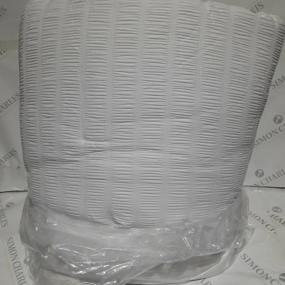 BOXED SUPERSOFT BY COZEE HOME TEXTURED STRIPE BEDSPREAD WITH CONTRAST BORDER IN WHITE - 250 X 260CM