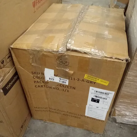 BOXED SET OF 2 GREY VELVET DINING CHAIRS 