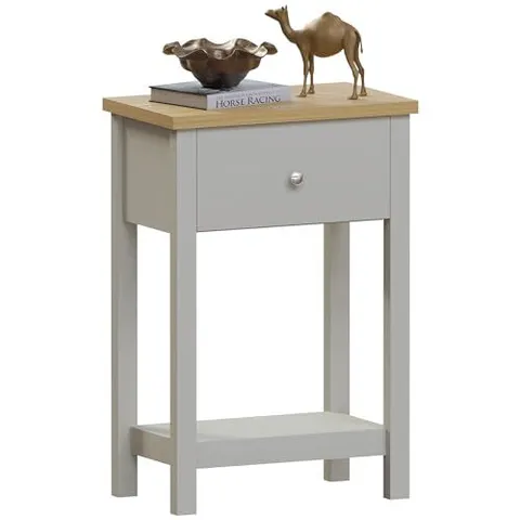 BOXED ARLINGTON 1 DRAWER CONSOLE TABLE - GREY & OAK (1 BOX)
