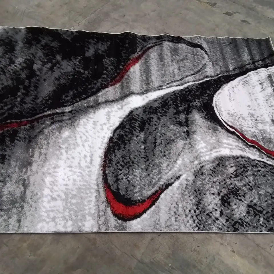 QUALITY DESIGNER COCKTAIL GREY/RED 160 × 230CM AREA RUG