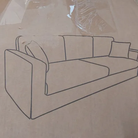 BOXED DESIGNER DARK GREY UPHOLSTERED SOFA