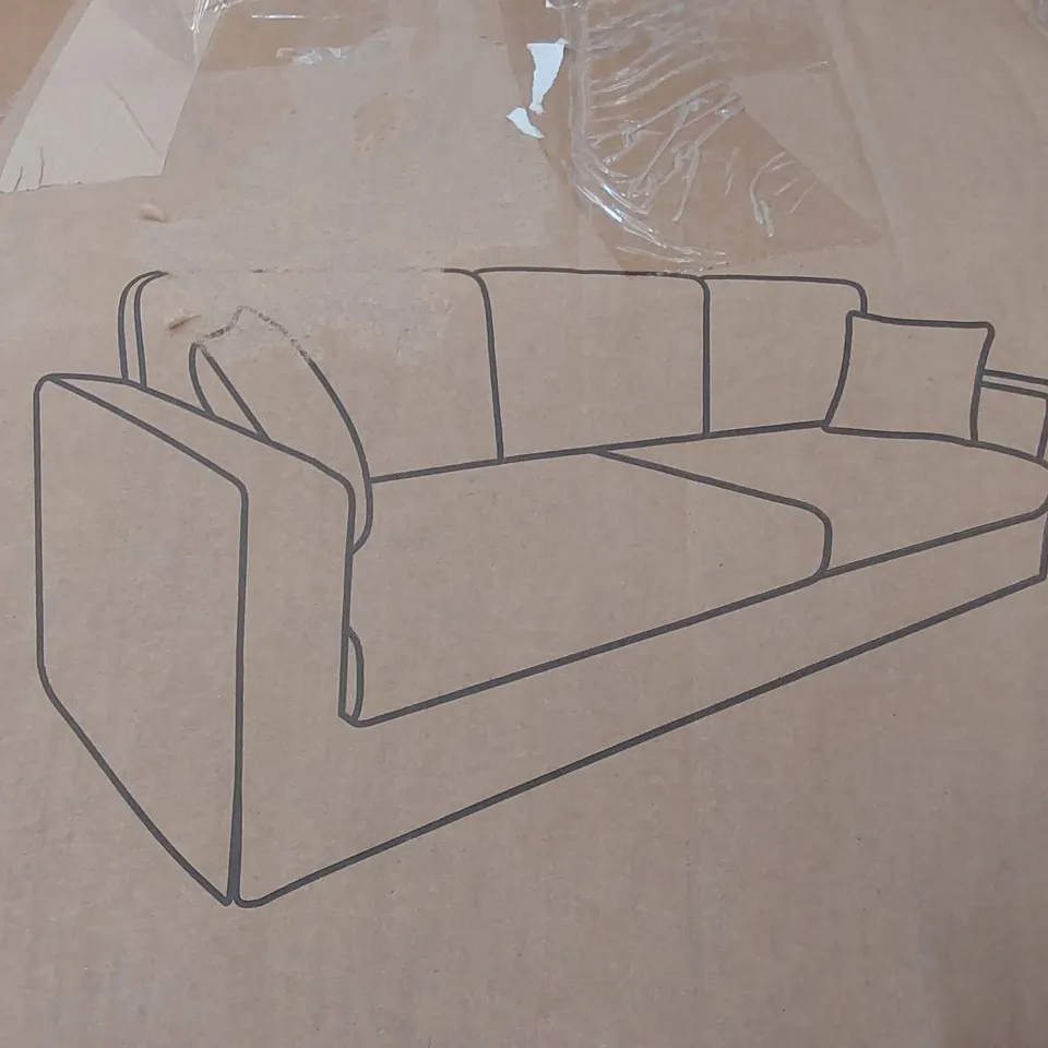 BOXED DESIGNER DARK GREY UPHOLSTERED SOFA