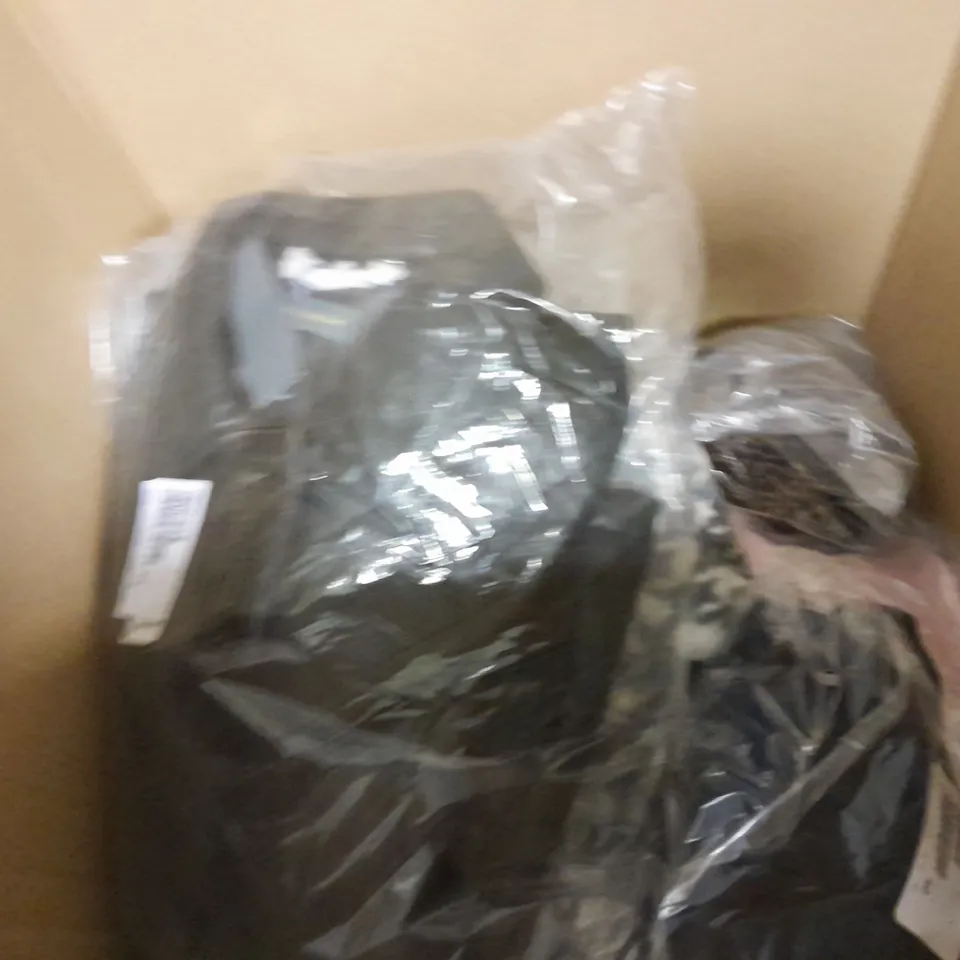 BOX OF APPROXIMATELY 10 CLOTHING ITEMS TO INCLUDE TROUSERS, CARDIGAN, JUMPER ETC