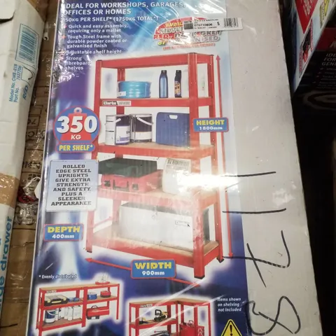 BOXED CLARKE CSM5350S HEAVY DUTY 350KG BOLTLESS SHELVING (RED)