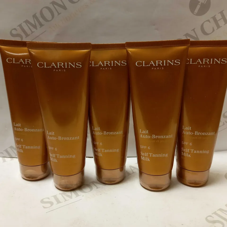 LOT OF 5 X 125ML CLARINS SELF TANNING MILK SPF 6 