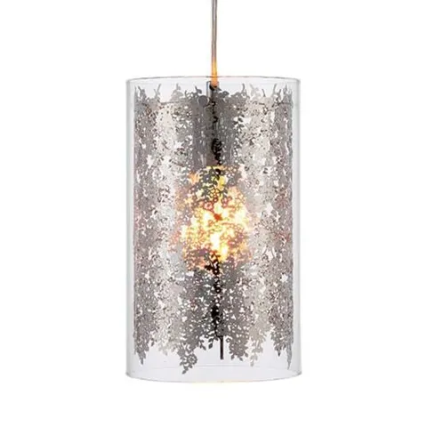 BOXED MILO LIGHTING LACY MODERN PENDANT 1 LIGHT CLEAR GLASS & CHROME PLATE FINISH