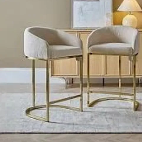 BOXED NEA PAIR OF BAR STOOLS - BEIGE (1 BOX)