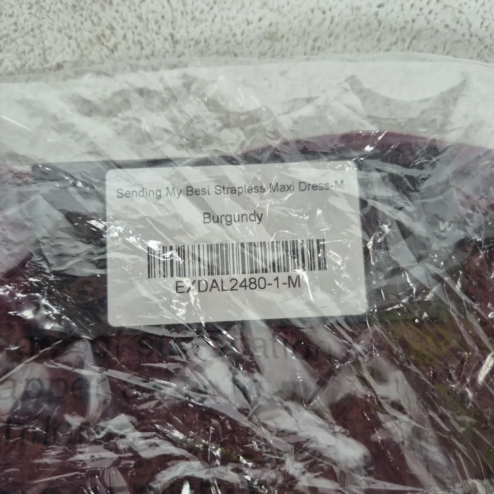 White fox - SENDING MY BEST STRAPLESS MAXI DRESS – BURGUNDY, UK SIZE M