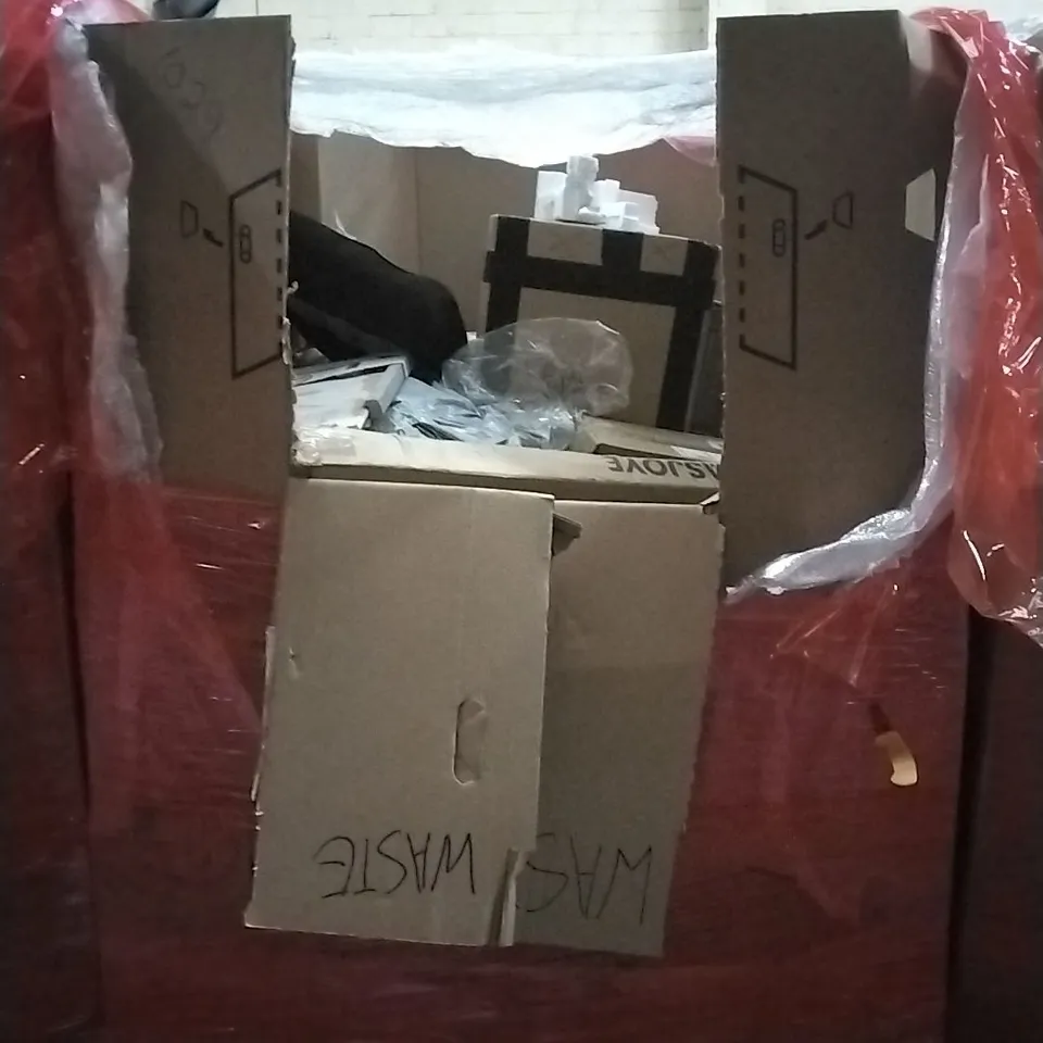 PALLET OF HOUSEHOLD ITEMS TO INCLUDE BREAD MAKER,PICTURE FRAME SET,KITCHEN FAUCET, RUG AND OTHER ASSORTED ITEMS...