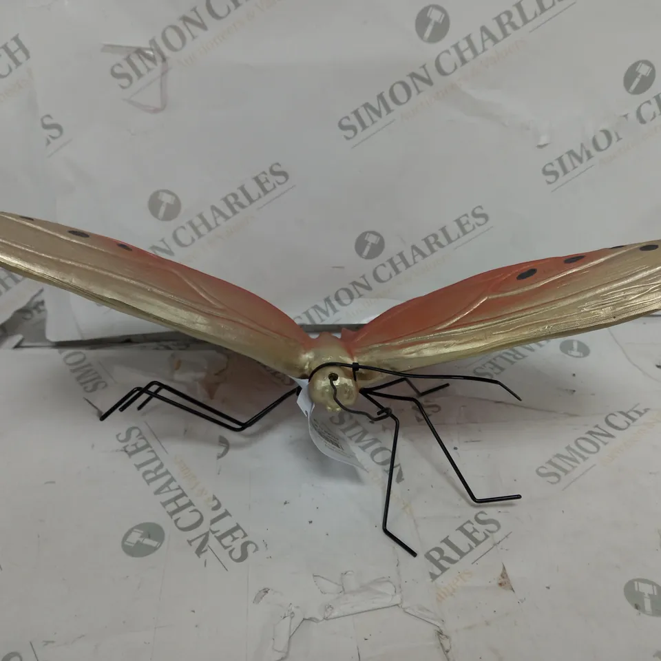 BOXED DECORATIVE BUTTERFLY IN GOLD/CORAL