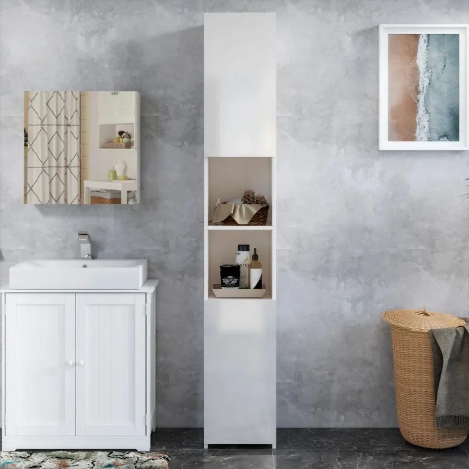 BOXED ESTENPHILE FREESTANDING LINEN CABINET