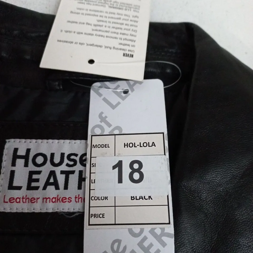 HOUSE OF LEATHER LEATHER JACKET – BLACK, UK 18 (HOL-LOLA)
