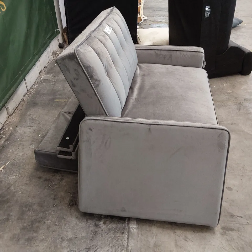 QUALITY DESIGNER FOLDOUT CHAIR BED SILVER PLUSH FABRIC
