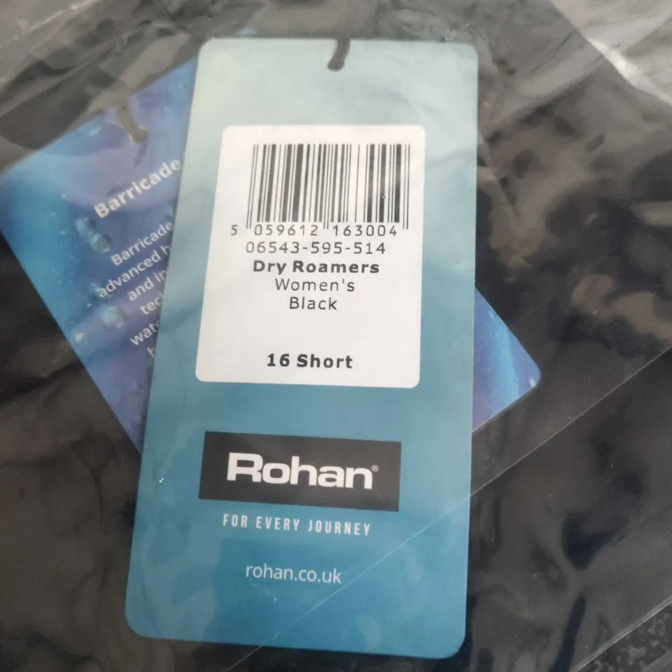 ROHAN DRY ROAMERS WOMEN'S TROUSERS – BLACK, UK 16 SHORT