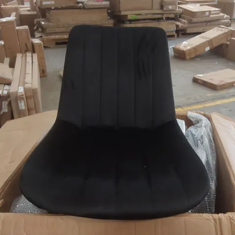 BOXED SET OF 4 DESIGNER BLACK VELVET DINING CHAIRS 