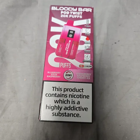 LOT OF 12 BLOODY BAR POD TWIST VAPE KITS - ASSORTED FLAVOURS - 20MG/ML