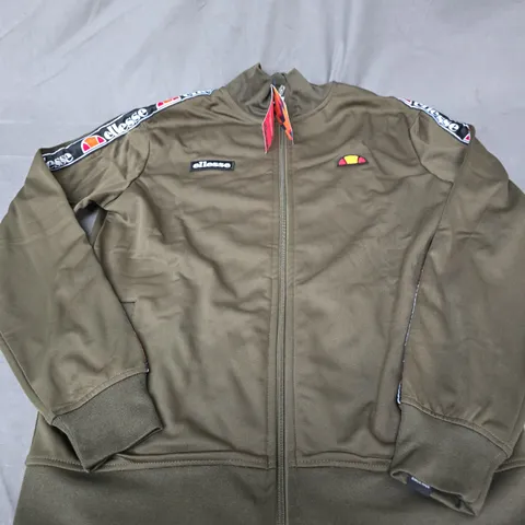 ELLESSE OLIVE GREEN ZIP-FRONT TRACK JACKET SIZE M