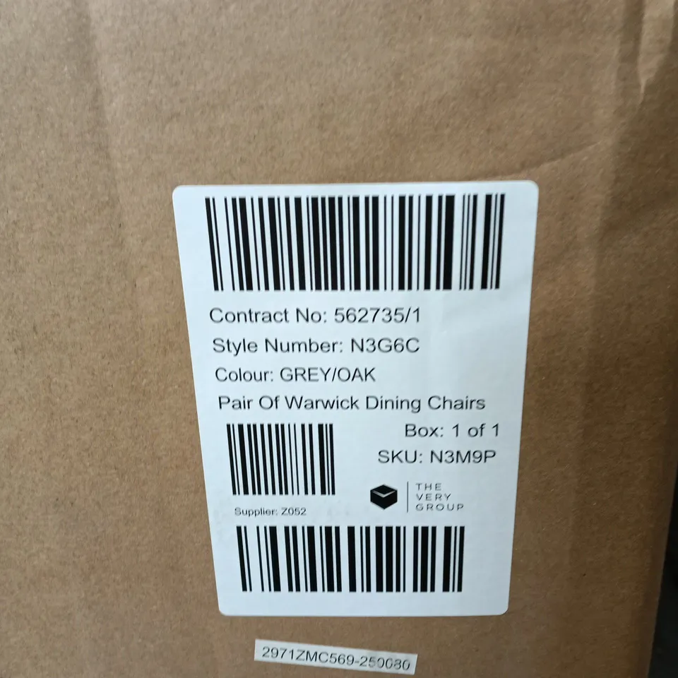 WARWICK PAIR OF CHAIRS – GREY/OAK (BOXED)