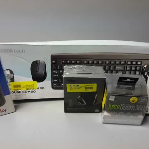 APPROXIMATELY 15 ASSORTED ELECTRICAL ITEMS TO INCLUDE JVC TRUE WIRELES EARBUDS, JUICEBOOM360, WIRELESS KEYBOARD AND MOUSE, ETC