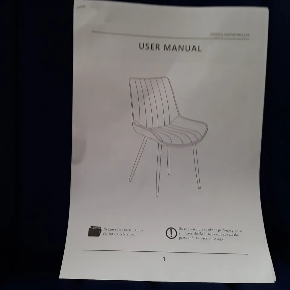 BOXED SET OF 2 UPHOLSTERED FABRIC DINING CHAIRS - BLUE (1 BOX)