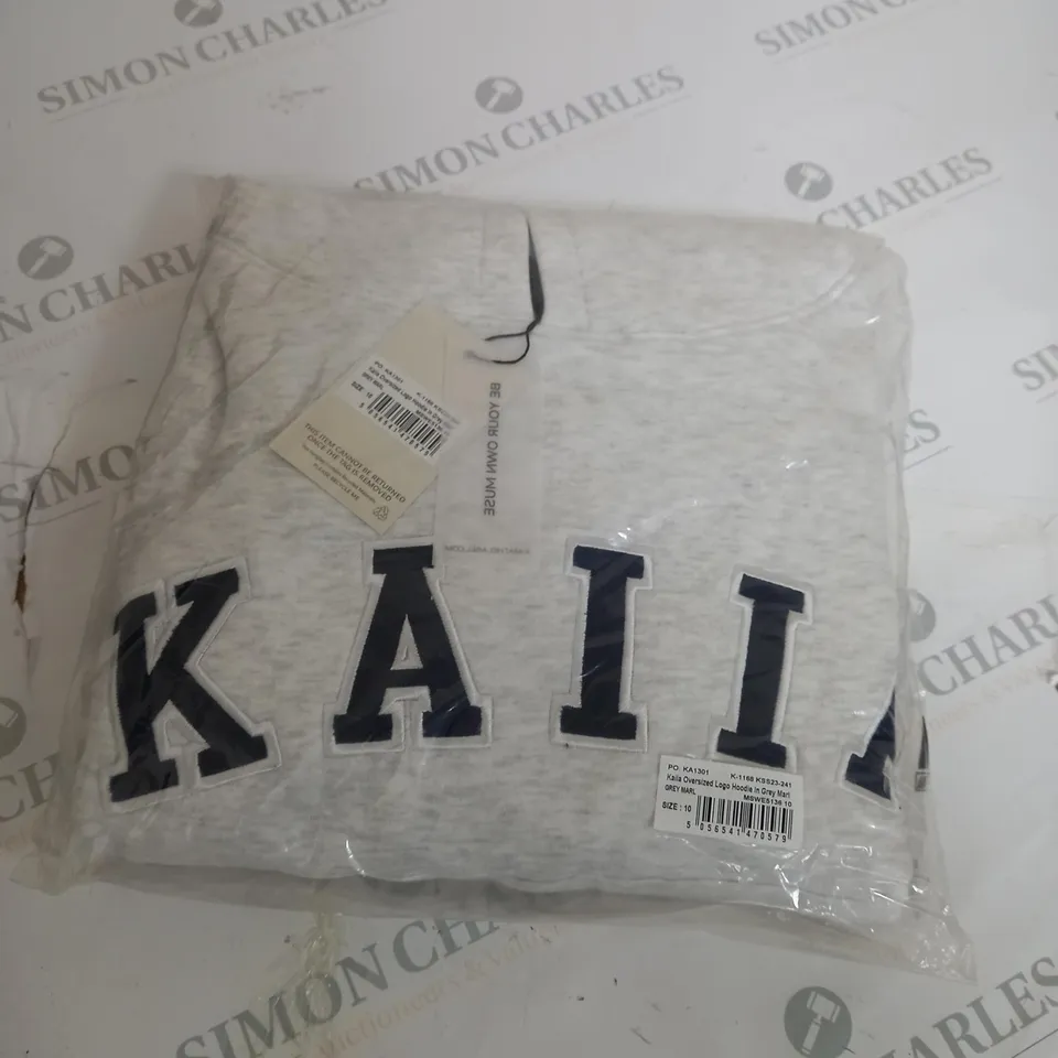 KALIA OVERSIZED LOGO HOODIE IN GREY SIZE 10