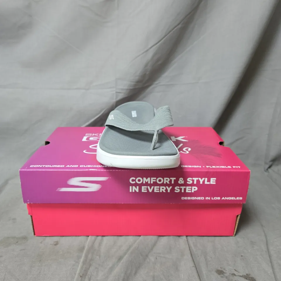 SKECHERS GREY SLIP-ON SANDALS – SIZE 6