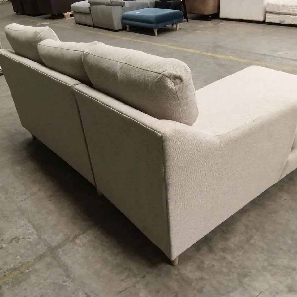 DESIGNER 3 SEATER FABRIC CORNER CHAISE SOFA - BEIGE